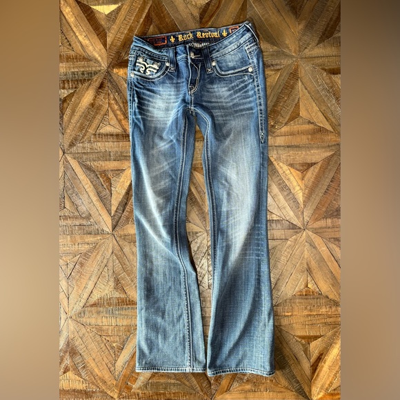 Women’s Rock Revival jeans, size 27, bootcut, stretch denim, factory distressed - Picture 2 of 9